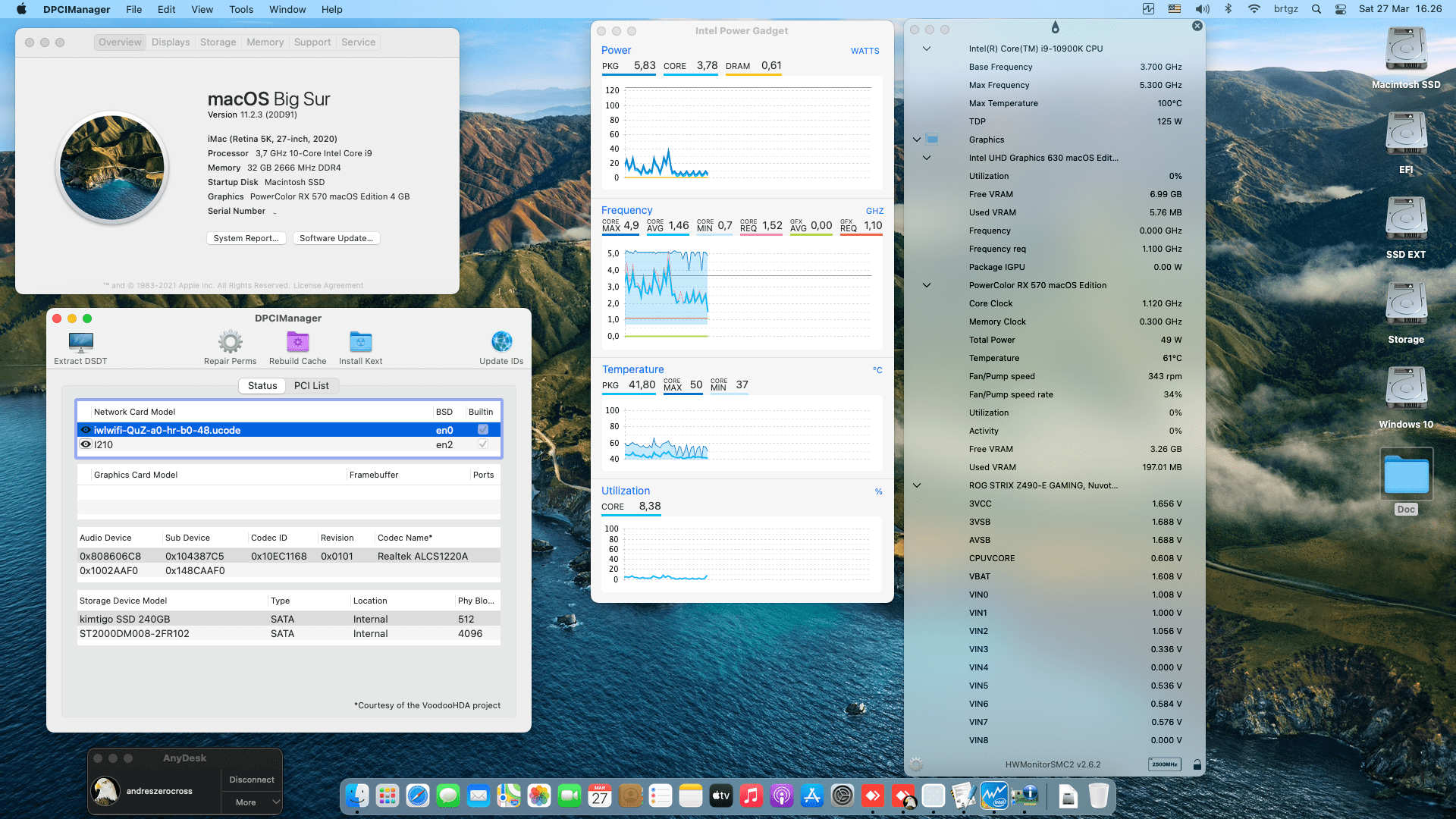Success Hackintosh macOS Big Sur 11.2.3 Build 20D91 in Asus ROG Strix Z490-E Gaming + Intel Core i9 10900K + PowerColor RX 570 + Palit RTX 3060